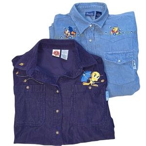 Winnie the Pooh and Tweety Bird Buttondown Shirt Lot Bundle